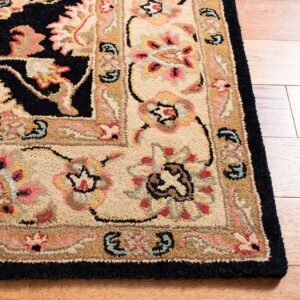 SAFAVIEH Heritage Collection Accent Rug - 2'3" x 4', Black & Beige, Handmade Traditional Oriental Wool, Ideal for High Traffic Areas in Entryway, Living Room, Bedroom (HG957A)