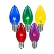 Novelty Lights 25 Pack C9 Twinkle Outdoor Christmas Replacement Bulbs, Multi, E17/C9 Intermediate Base, 7 Watt…