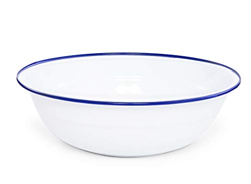 Enamelware Medium Basin, 8 quart, Vintage White/Blue (Single)