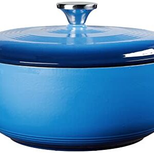 Lodge 4.5 Quart Enameled Cast Iron Dutch Oven with Lid – Dual Handles – Oven Safe up to 500° F or on Stovetop - Use to Marinate, Cook, Bake, Refrigerate and Serve – Caribbean Blue