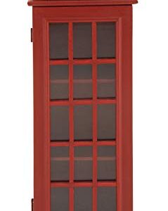 Deco 79 Wooden Telephone Room Storage Unit Vintage London Booth 2 Shelf Storage Cabinet, Accent Cabinet 11" x 9" x 30", Red