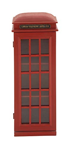 Deco 79 Wooden Telephone Room Storage Unit Vintage London Booth 2 Shelf Storage Cabinet, Accent Cabinet 11" x 9" x 30", Red