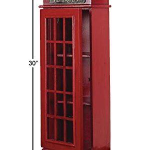 Deco 79 Wooden Telephone Room Storage Unit Vintage London Booth 2 Shelf Storage Cabinet, Accent Cabinet 11" x 9" x 30", Red