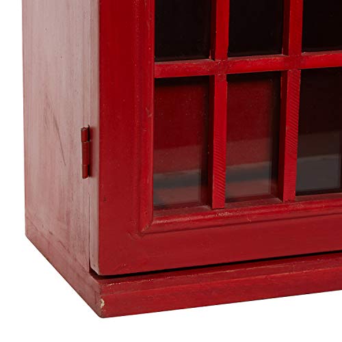 Deco 79 Wooden Telephone Room Storage Unit Vintage London Booth 2 Shelf Storage Cabinet, Accent Cabinet 11" x 9" x 30", Red