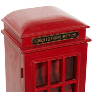 Deco 79 Wooden Telephone Room Storage Unit Vintage London Booth 2 Shelf Storage Cabinet, Accent Cabinet 11" x 9" x 30", Red