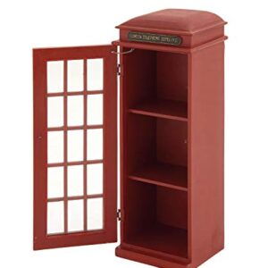 Deco 79 Wooden Telephone Room Storage Unit Vintage London Booth 2 Shelf Storage Cabinet, Accent Cabinet 11" x 9" x 30", Red