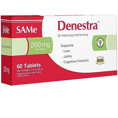 Denestra Same for Dogs & Cats - Supports Liver, Joints & Cognitive Function - Detoxication Cleansing Liver - Antioxidants - Veterinarian Formulated - 200Mg - 60 Tablets