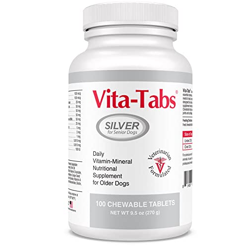 Vita-Tabs Silver - Vitamins, Minerals, Nutrients - Support for Senior Dog - Supplement for Healthy Bone, Joint, Energy, Immune System - 100 Chewable Tablets