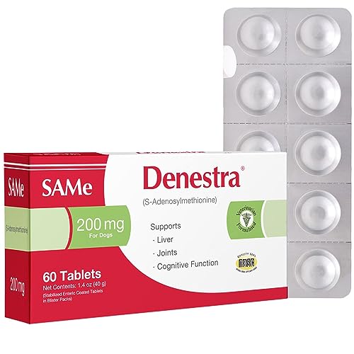 Denestra Same for Dogs & Cats - Supports Liver, Joints & Cognitive Function - Detoxication Cleansing Liver - Antioxidants - Veterinarian Formulated - 200Mg - 60 Tablets