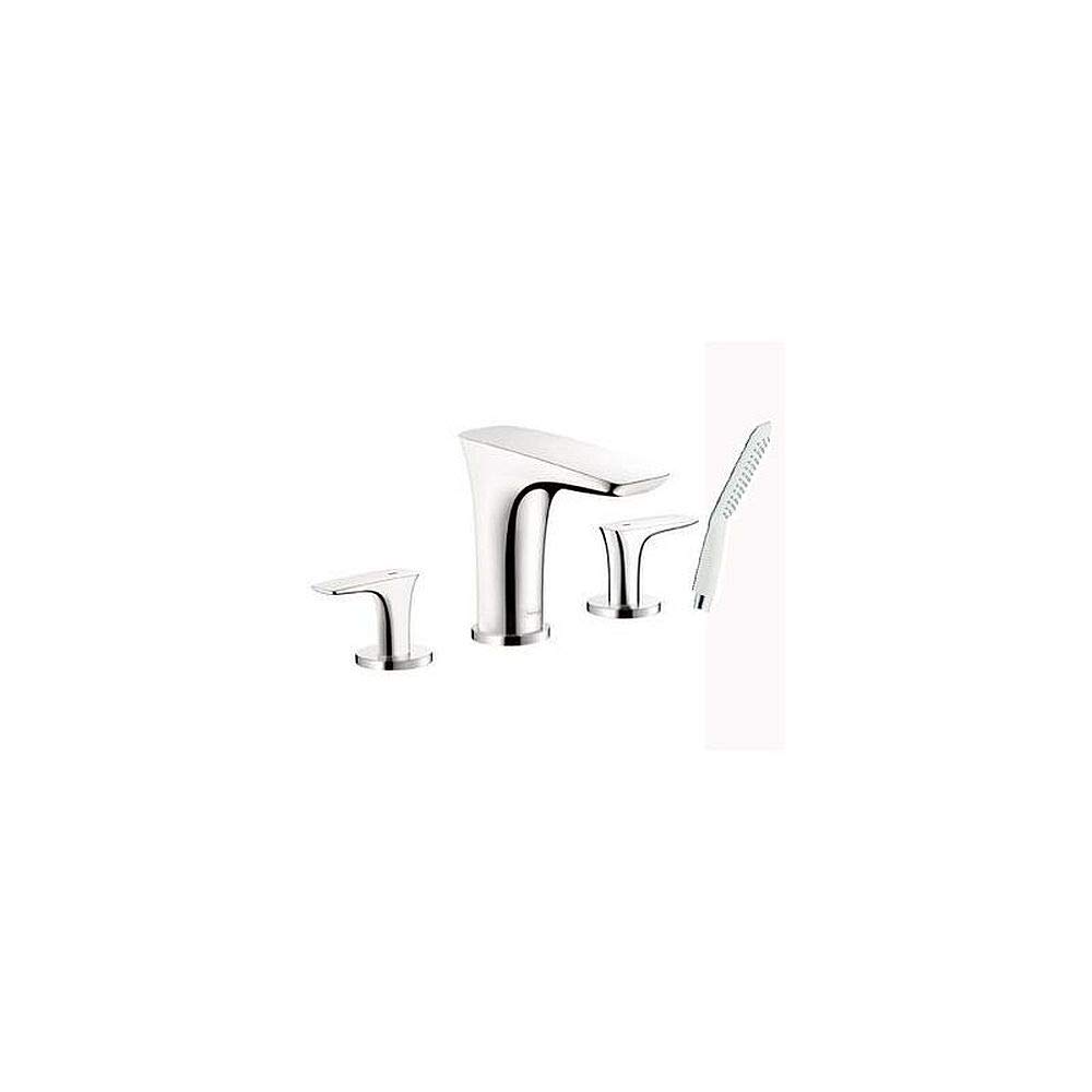 hansgrohe PuraVida Avantgarde 2-Handle 19-inch Wide Roman Tub Filler Freestanding Bathtub Faucetand Shower Set in Chrome, 15446001