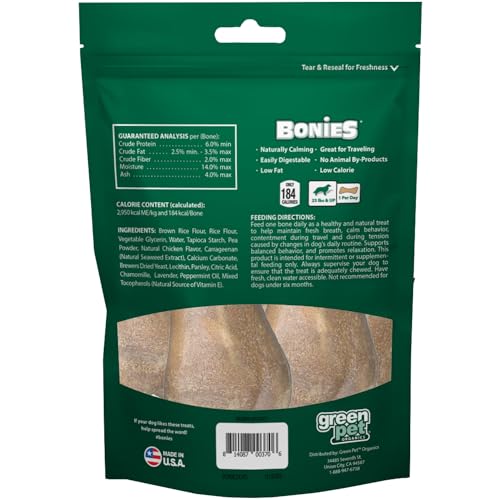 BONIES Natural Calming Formula Dog Treats - Contains Chamomile & Lavender, Help Anxiety, Excessive Barking & Trembling, Chicken Flavor, Large, 5 Bones