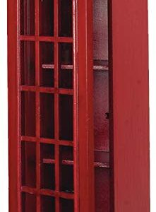 Deco 79 Wooden Telephone Room Storage Unit Vintage London Booth 2 Shelf Storage Cabinet, Accent Cabinet 11" x 9" x 30", Red