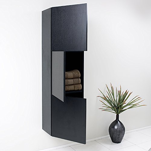 Fresca Bath Bathroom Linen Side Cabinet with 3 Large Storage Area, Black