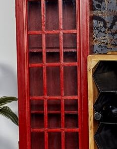 Deco 79 Wooden Telephone Room Storage Unit Vintage London Booth 2 Shelf Storage Cabinet, Accent Cabinet 11" x 9" x 30", Red