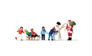 preiser kg - christmas figure set in merry christmas box -- santa w/5 childre...