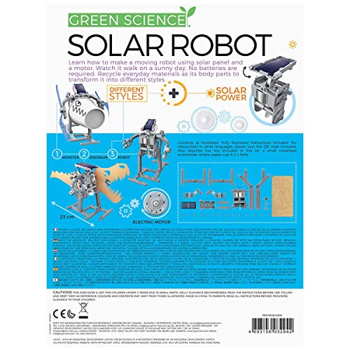 4M Green Science Solar Robot Kit - Green Energy Robotics, Eco-Engineering - STEM Toys Educational Gift for Kids & Teens, Girls & Boys (Packaging May Vary), Multi