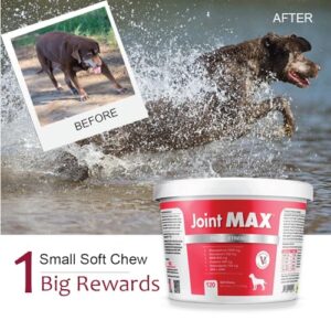 Joint Max TS Joint Supplement Vet Formulated Pain & Inflammation Relief Treats Hip Dysplasia & Arthritis, Glucosamine, Chondroitin, Turmeric, MSM, HA, Creatine, Omega 3 EPA + DHA.120 Soft Chews