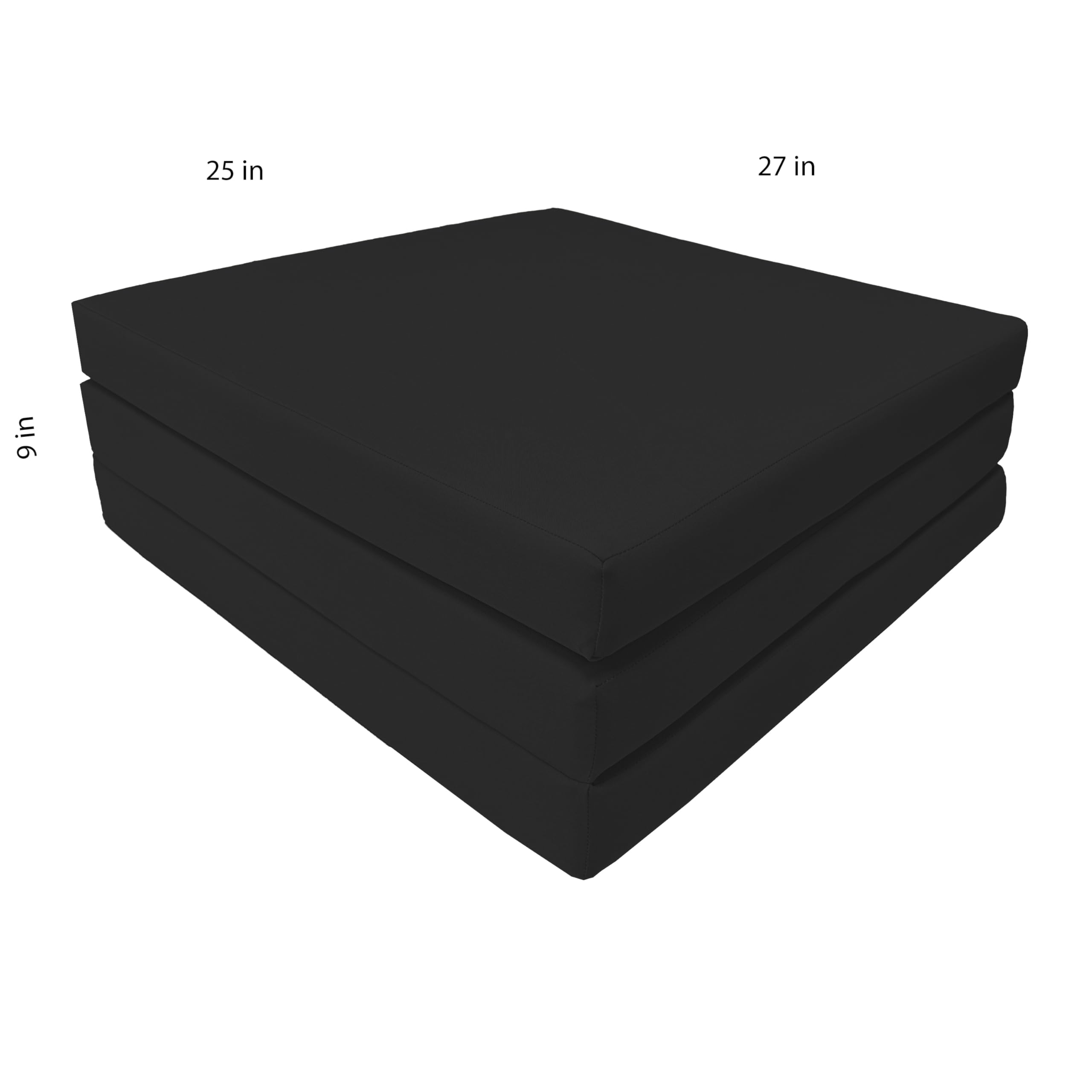 D&D Futon Furniture Black Trifold Foam Beds 3 x 27 X 75 in, Shikibuton, Foldable Mats, High Density Foam 1.8 lb