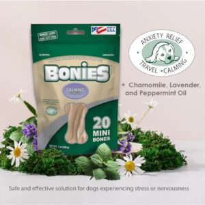 BONIES Natural Calming Formula Dog Treats - Contains Chamomile & Lavender, Help Anxiety, Excessive Barking & Trembling, Chicken Flavor, Large, 5 Bones