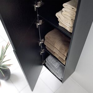 Fresca Bath Bathroom Linen Side Cabinet with 3 Large Storage Area, Black