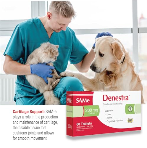 Denestra Same for Dogs & Cats - Supports Liver, Joints & Cognitive Function - Detoxication Cleansing Liver - Antioxidants - Veterinarian Formulated - 200Mg - 60 Tablets