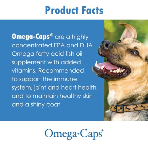 Omega-Caps For Medium Dog Breeds - Omega 3, Vitamins, Minerals, Antioxidants - Support Immune System, Joints, Heart, and Brain - 60 Softgel Capsules