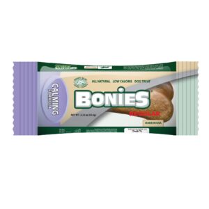 bonies natural calming formula regular-sized single bone for dogs over 50 lbs - natural dog treats - healthy teeth & fresh breath - low calories - chicken flavor - 1 bone