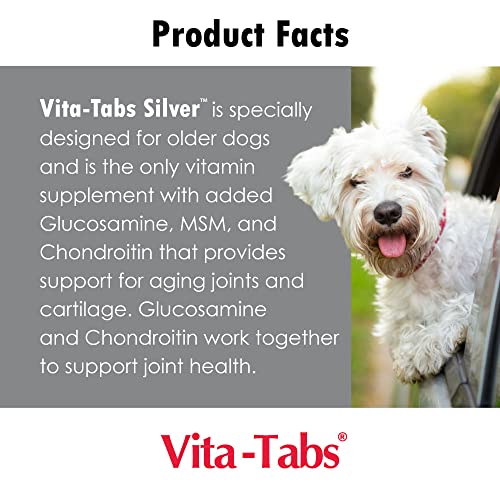 Vita-Tabs Silver - Vitamins, Minerals, Nutrients - Support for Senior Dog - Supplement for Healthy Bone, Joint, Energy, Immune System - 100 Chewable Tablets