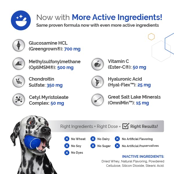 TopDog Health GlycanAid HA Advanced Joint Nutrition for Dogs (150 Chewable Tablets) Made in USA with USA Ingredients: Glucosamine HCL, Chondroitin, Hyaluronic Acid, MSM