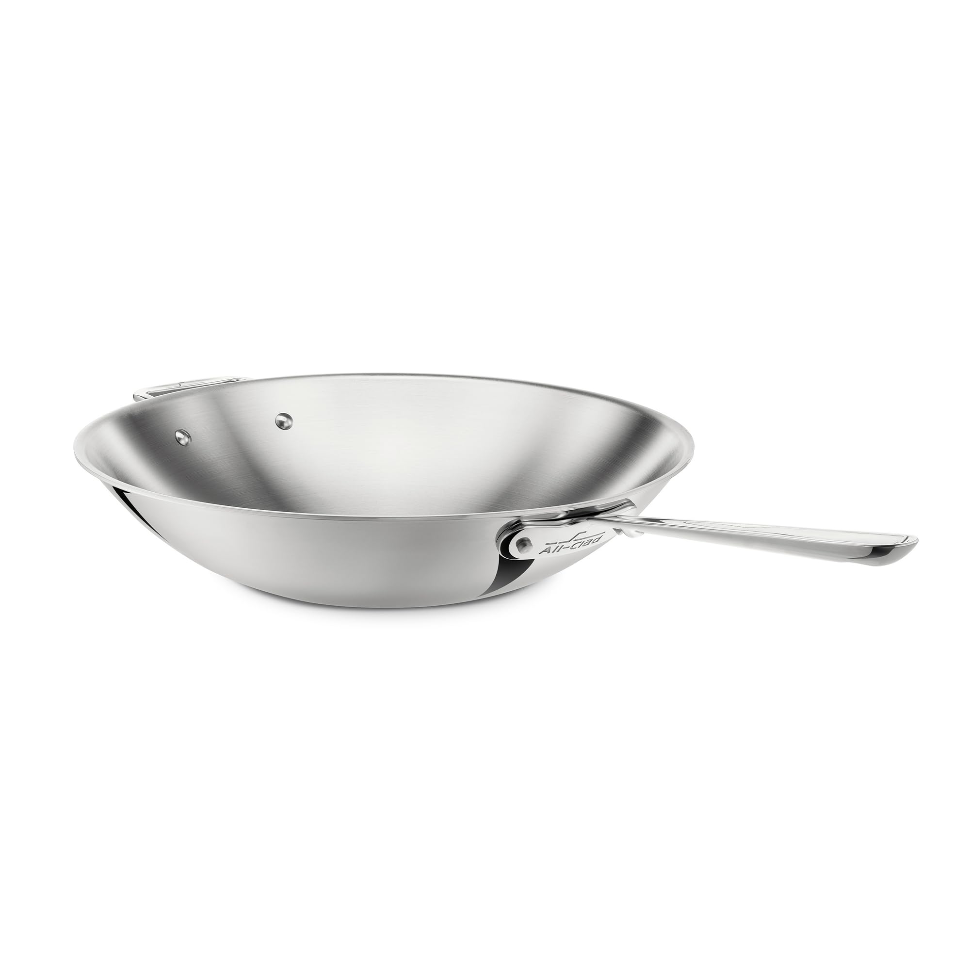 All-Clad D3 3-Ply Stainless Steel Wok 14-Inch, Induction Compatible, Oven Broiler Safe 600F, Stir-Fry Pan, Fast and Even Heat, Cookware, Frying Pan, Kitchen Essential, Pots and Pans, Silver