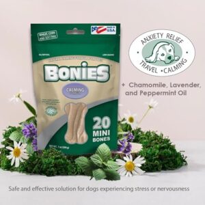 BONIES Natural Calming Formula Dog Treats - Contains Chamomile & Lavender, Help Anxiety, Excessive Barking & Trembling, Chicken Flavor, Large, 5 Bones