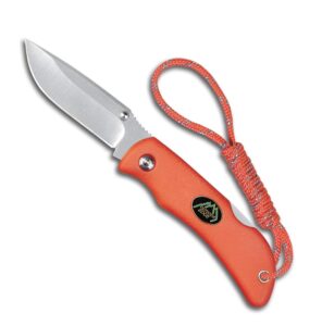 outdoor edge minigrip - mini folding edc pocket knife with 2.2" stainless steel blade, rubberized nonslip tpr handle and lanyard attachment (orange)