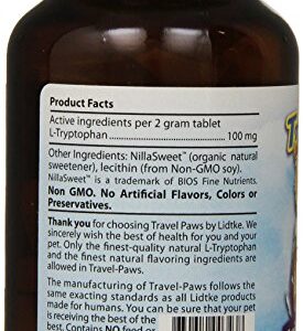 Lidtke Technologies Travel Paws L-Tryptophan Pet Relaxant Tablets, 60 Tablets