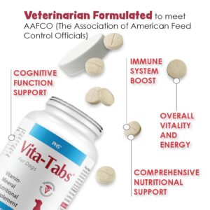 Vita-Tabs - Essential Vitamins, Minerals, Nutrients - Health Supplement for Dogs - Support Immune System, Bones - Liver Flavored - 60 Chewable Tablets