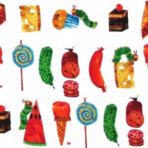 the very hungry caterpillar snacks white/multi quilt fabric