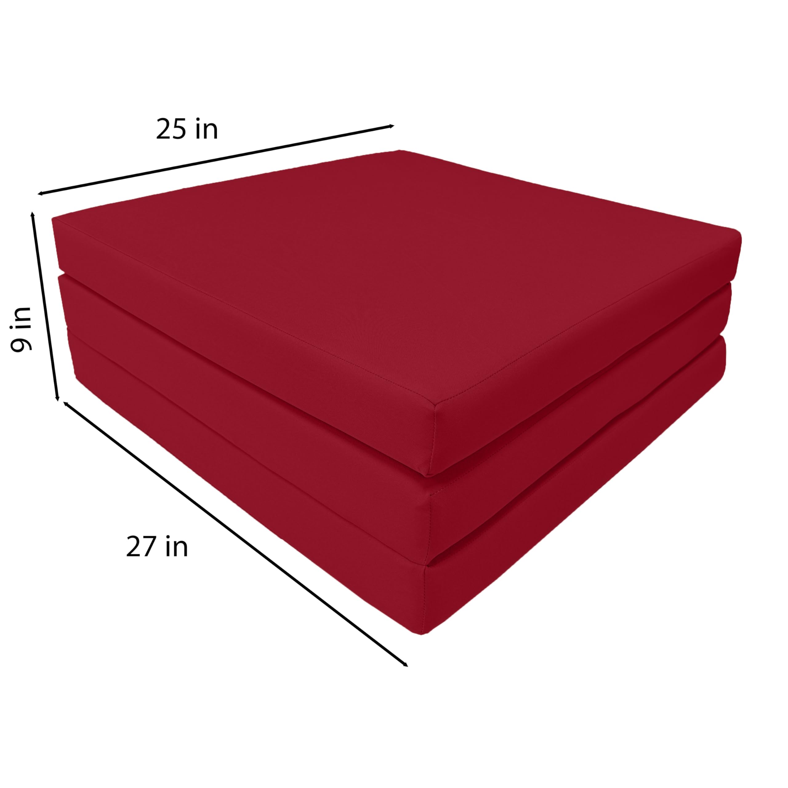 D&D Futon Furniture Red Shikibuton Trifold Foam Beds 3 x 27 x 75, 1.8 lbs high Density Resilient White Foam, Floor Foam Folding Mats.