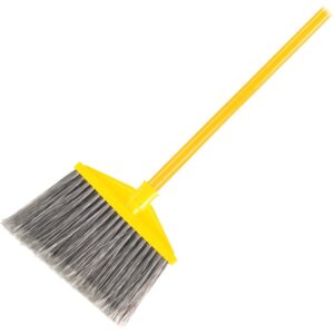 rubbermaid commercial 6375 10-1/2" sweep face, gray color, polypropylene fill flagged-tip angle broom with vinyl coated metal handle