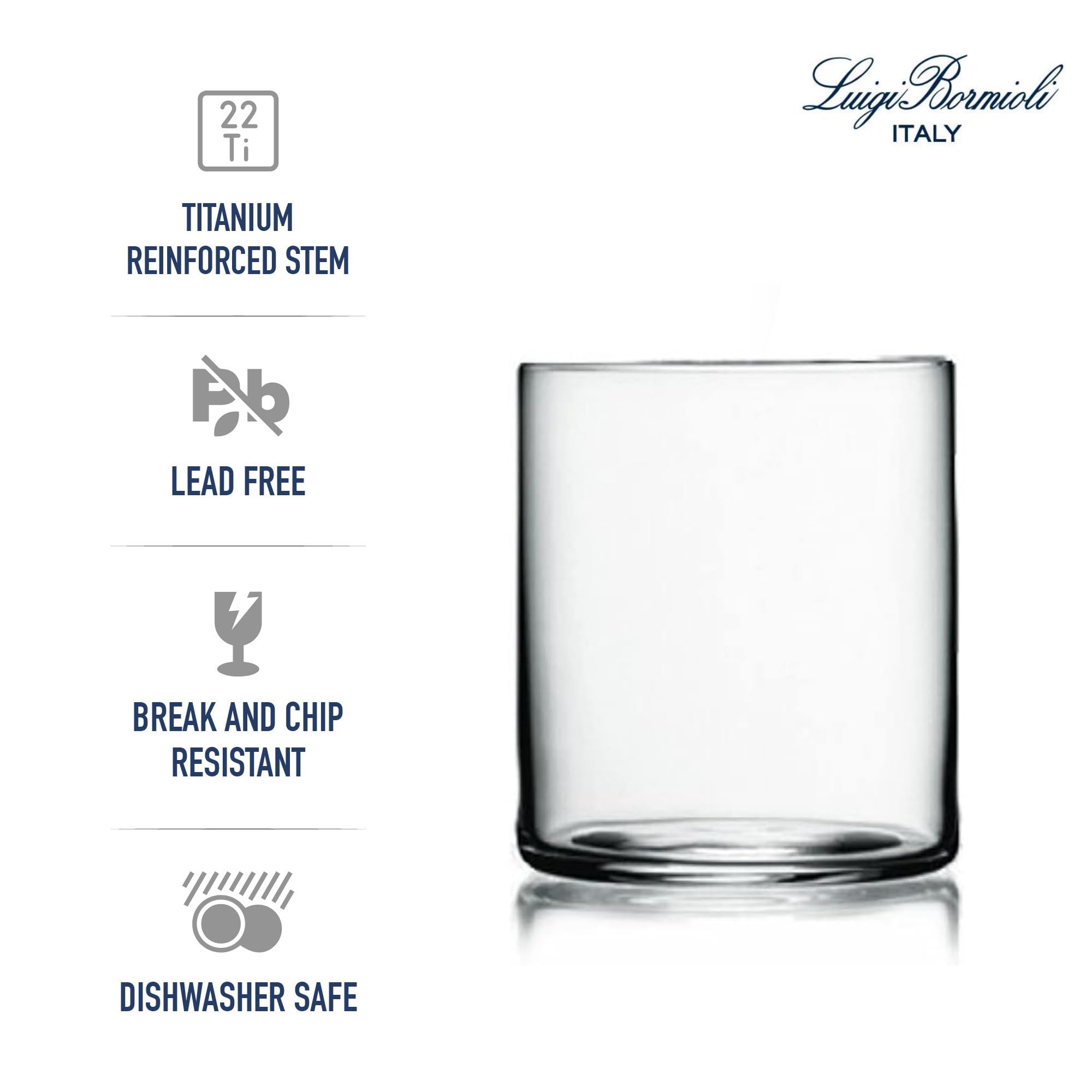 Luigi Bormioli Top Class 12.25 Oz Thin DOF Glass, Set Of 6 Water Drinking Glasses, Son.hyx High Tech Blown Crystal Glass, For Whisky, Cocktail, Ice Tea, Water, Juice, Dishwasher Safe, Made In Italy