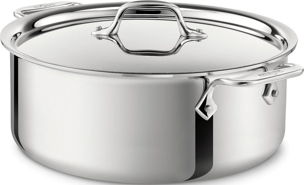 All-Clad D3 3-Ply Stainless Steel Stockpot 6 Quart Induction Oven Broiler Safe 600F Pots and Pans, Cookware Silver