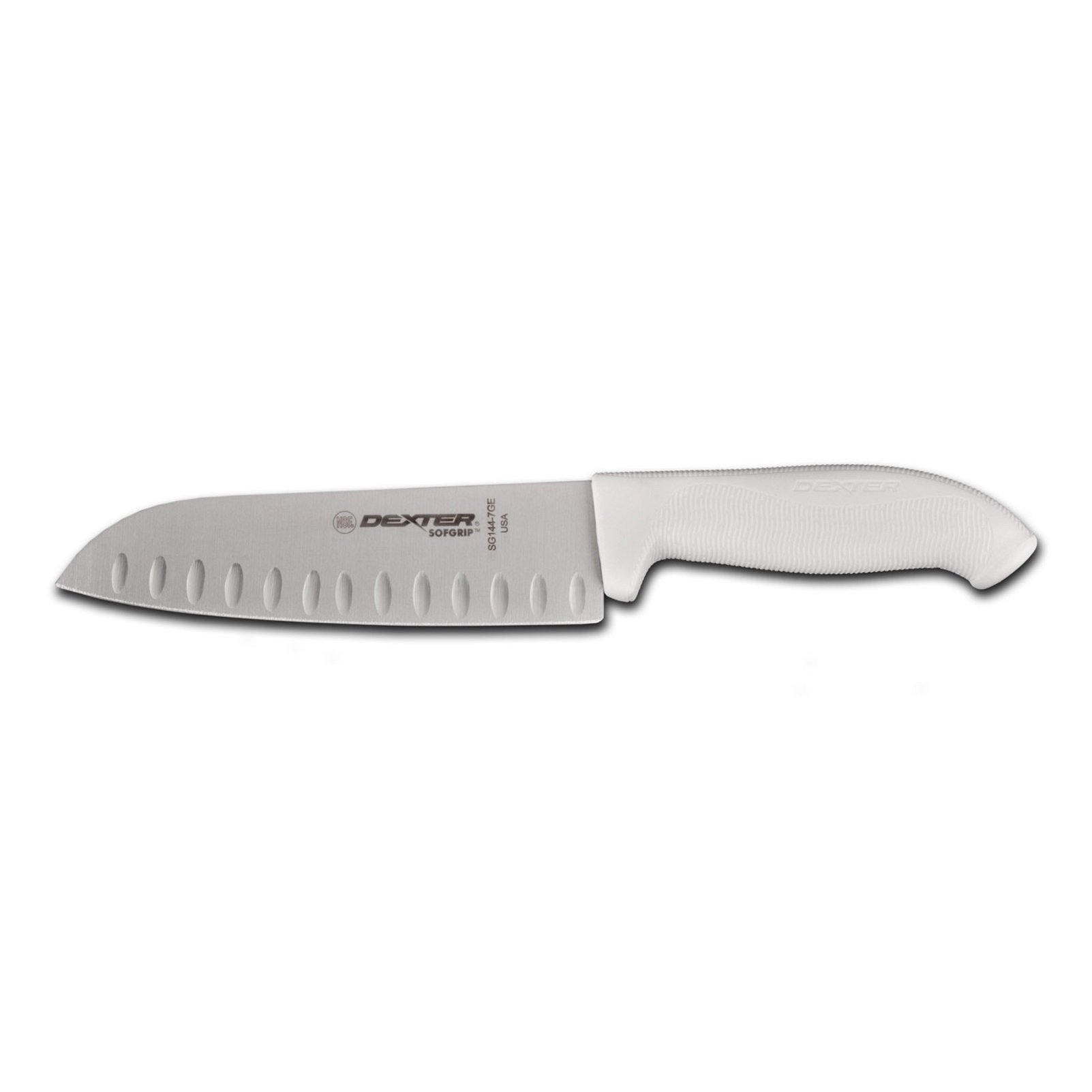 SofGrip SG144-7GE-PCP 7" Duo-Edge Santoku Style Cooks Knife with Soft Rubber Grip Handle