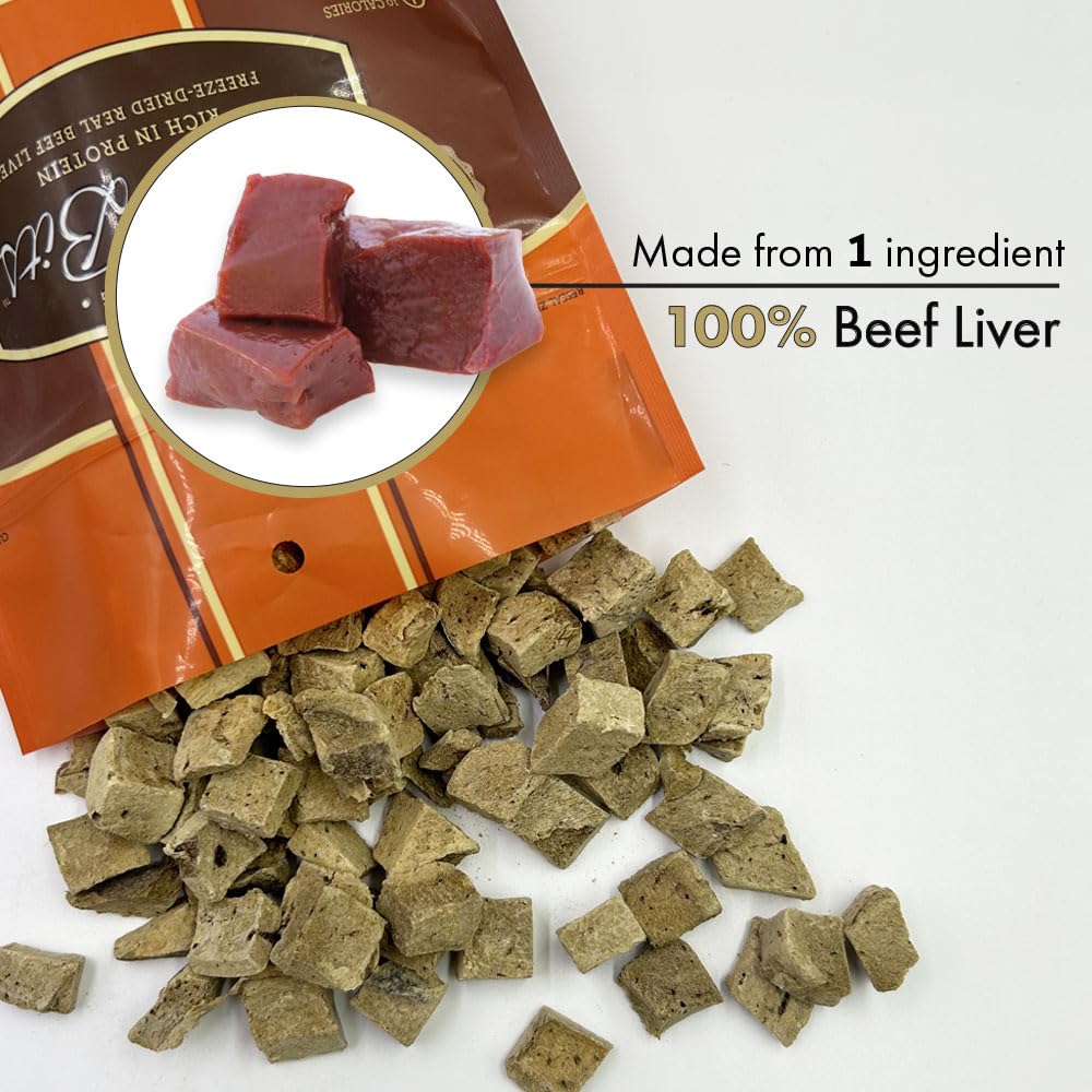 Liver Bits Treats for Dogs - Freeze Dried Training Treats - 100% Natural Raw Beef Liver - High in Protein 4 oz