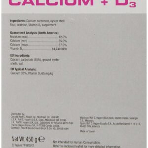 Exo Terra Calcium + D3 Powder: Ultra-fine, Phosphorus Free Formula Boosts Bone Health & Calcium Absorption Ideal for Insects, Fruits & Veggies 15.9 oz.