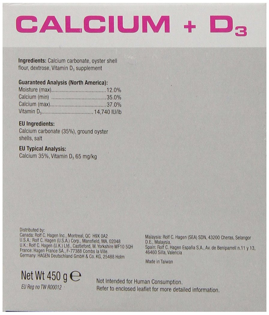 Exo Terra Calcium + D3 Powder: Ultra-fine, Phosphorus Free Formula Boosts Bone Health & Calcium Absorption Ideal for Insects, Fruits & Veggies 15.9 oz.