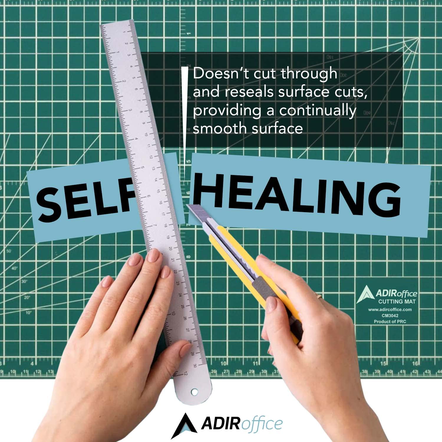 Adir Self Healing Cutting Mat - 30x42 Inches Sew Cutting Mat and Quilt Cutting Mat with 5 Layers, Double Sided Cutting Mat for Crafts - Reversible Non-Slip Cutting Pad with Grid