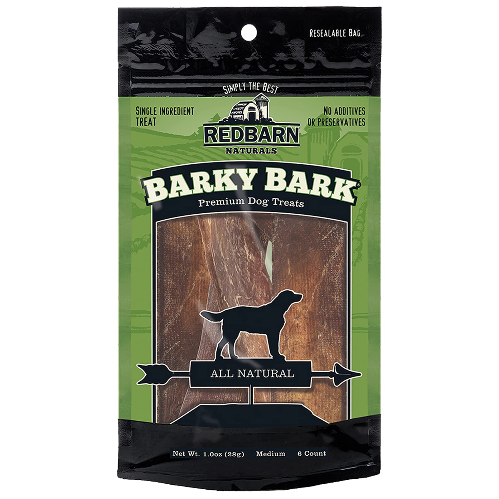 Redbarn All-Natural Barky Bark Beef Jerky for Dogs - Medium 4-5" Strips - Premium Grain-Free & Rawhide-Free Treats w/Chondroitin & Glucosamine for Joint Health - 6 Count