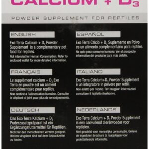 Exo Terra Calcium + D3 Powder: Ultra-fine, Phosphorus Free Formula Boosts Bone Health & Calcium Absorption Ideal for Insects, Fruits & Veggies 15.9 oz.