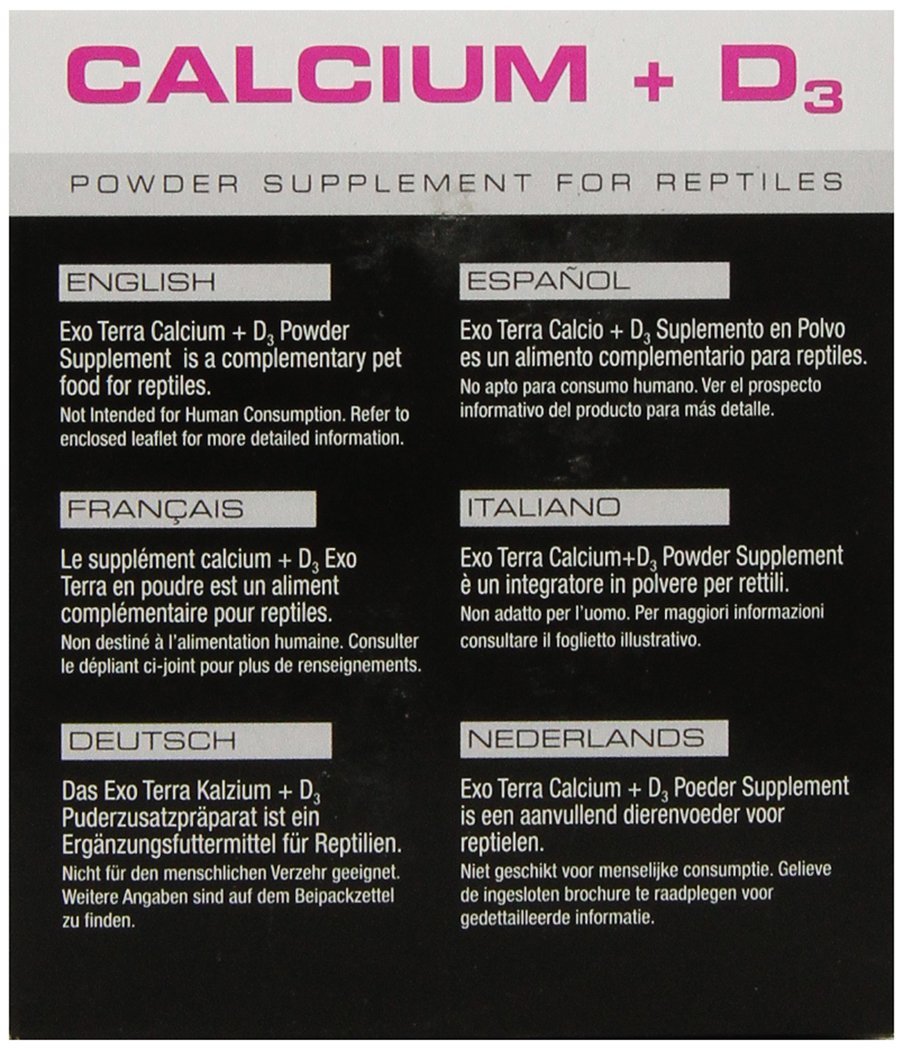 Exo Terra Calcium + D3 Powder: Ultra-fine, Phosphorus Free Formula Boosts Bone Health & Calcium Absorption Ideal for Insects, Fruits & Veggies 15.9 oz.