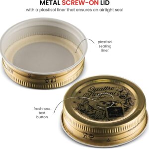 Bormioli Rocco Metal Replacement Lids for Quattro Stagioni Jars, Preserving Jars, Hermetic, Resealable Jars, Food in Jars, Set of 3, 56 mm, Gold