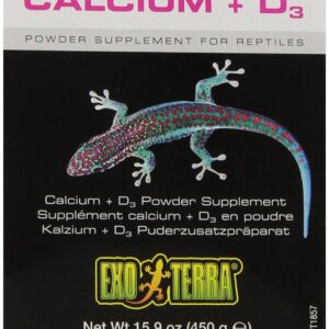 Exo Terra Calcium + D3 Powder: Ultra-fine, Phosphorus Free Formula Boosts Bone Health & Calcium Absorption Ideal for Insects, Fruits & Veggies 15.9 oz.