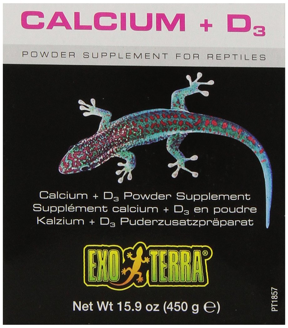 Exo Terra Calcium + D3 Powder: Ultra-fine, Phosphorus Free Formula Boosts Bone Health & Calcium Absorption Ideal for Insects, Fruits & Veggies 15.9 oz.